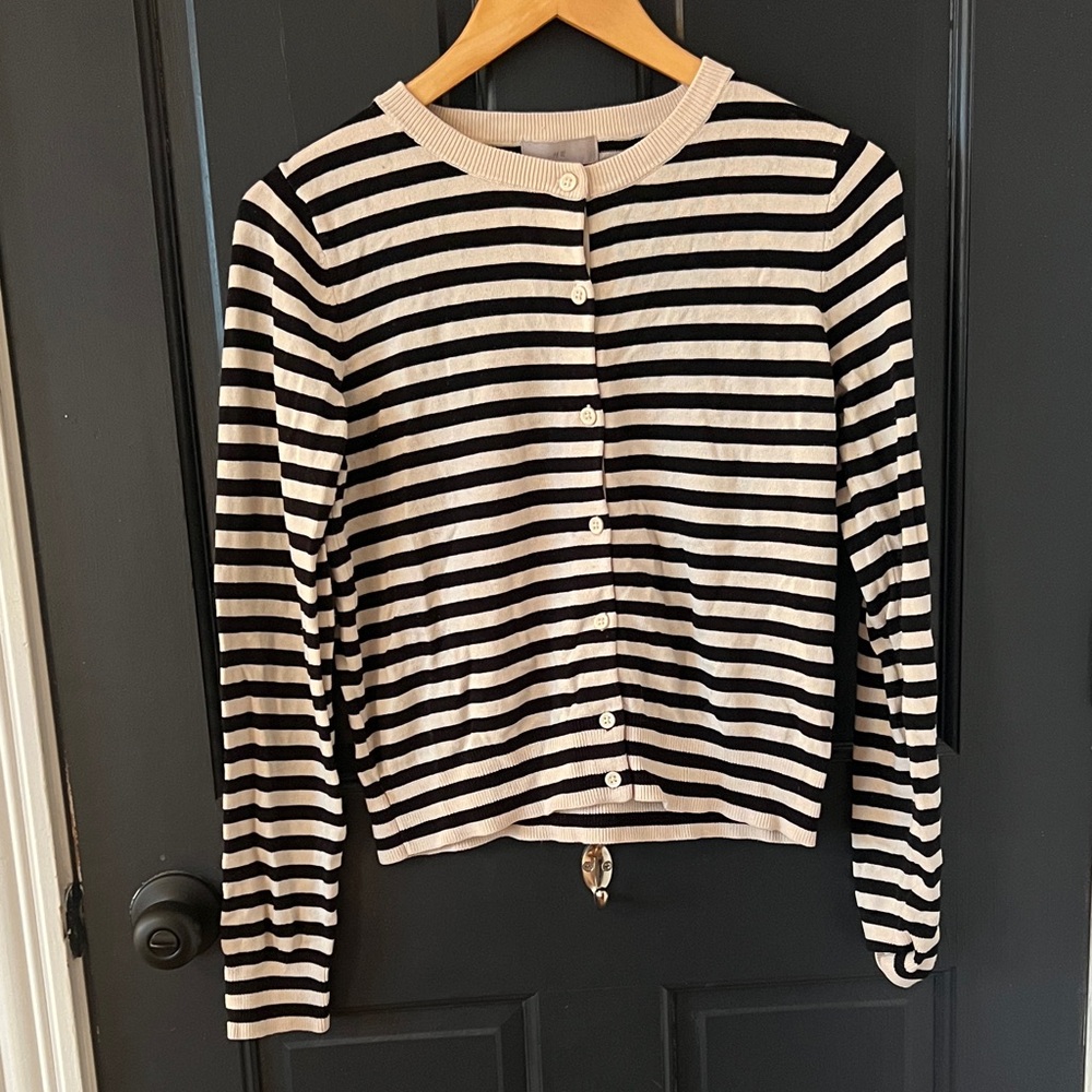 H&M Black and Cream Striped Button Down Shirt